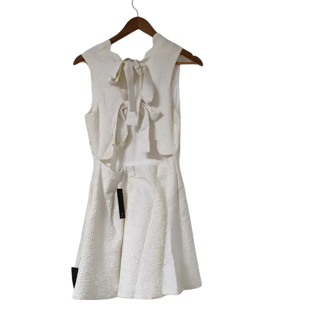 Lulus Beyond Dreamy Ivory Scalloped Tie-Back Skater Dress